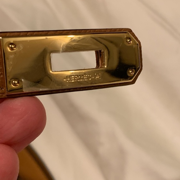Brand new thin brown  sealed golden closure unique belt, size L, adjustable 30. main image 6